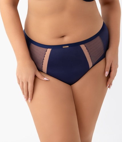 Gorsenia Luisse K442/1 – Dunkelblauer Slip mit hohem Bund & doppelt gefasstem Tüll | Komfort & sanft formender Effekt