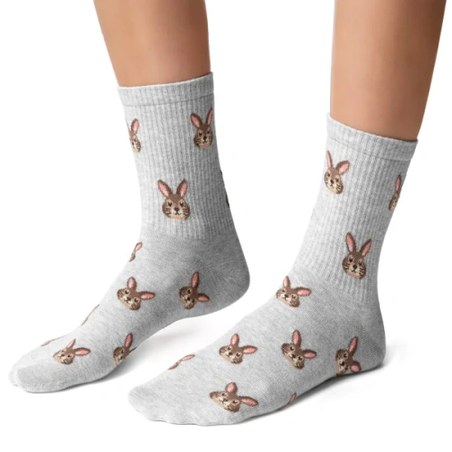 Damen Socken Steven Happy Easter 136 – Baumwolle mit Hasenmotiv grey