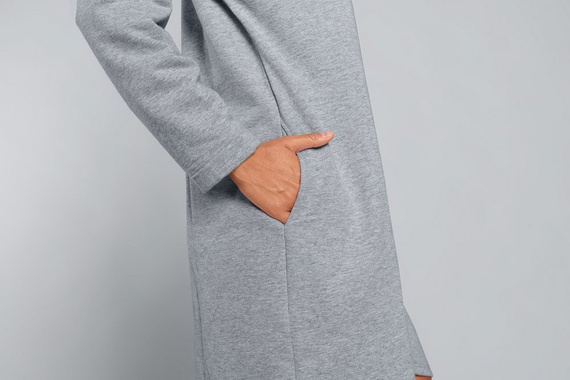 Grafi Damen Morgenmantel mit Reißverschluss Italian Fashion- melange 