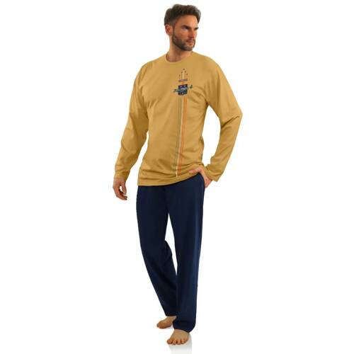 7542 Sesto Senso Herren-Langarmpyjama – Senf