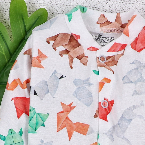 ABN-5388 Lustiger Origami-Babykaftan aus Bio-Baumwolle mit Nini-Print