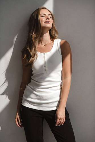 Milk&Love geripptes Umstands-Stilltop mit Trägern, cremefarben