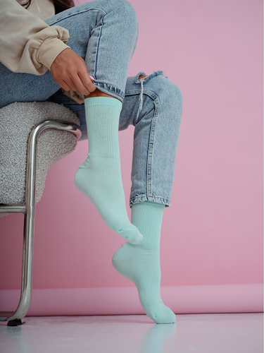 Damen Baumwollsocken Milena  1313-002– gerippt bequem für Alltag green