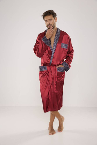 940 Forex Bademantel aus Satin für Männer - kastanienbraun