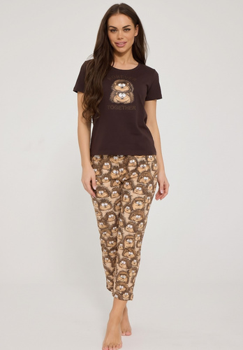 Cornette Forever 2 775/519 Damen-Pyjama braun 100% Baumwolle