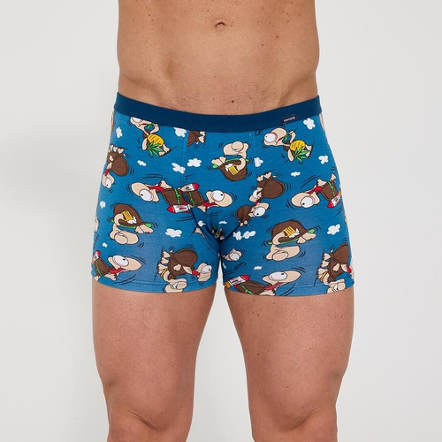 Cornette Tattoo 280/258 Chillout 2 – blaue Herren-Boxershorts aus Baumwolle