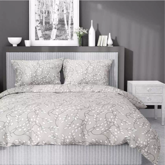 5217 B Satinbettwäsche, feine Blätter, Detexpol beige