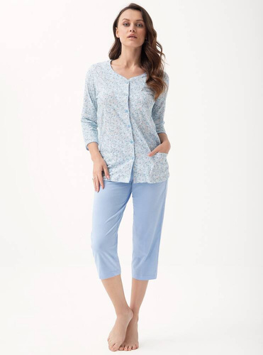 668 Luna Damen-Pyjama mit Reißverschluss – Blau