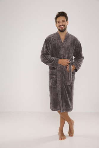 391 Hugo Herren Bademantel De lafense - grau