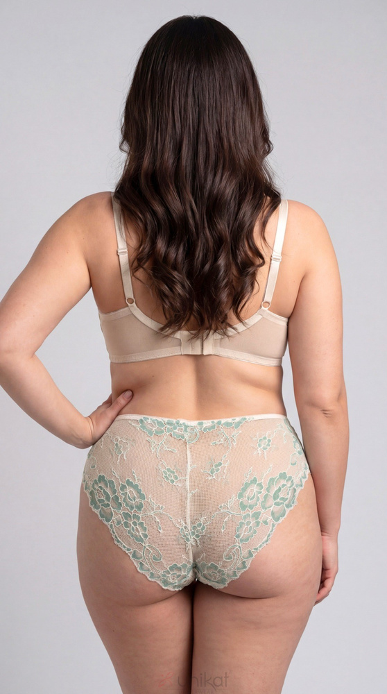 Biustonosz Full Cup Unikat Eloise beige-grün aus Spitze für große Brust