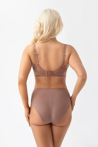 Gorsenia K566/1 VICKY Mocca Mikrofaser- und Tüll-Slip mit hohem Bund, voll bedeckend