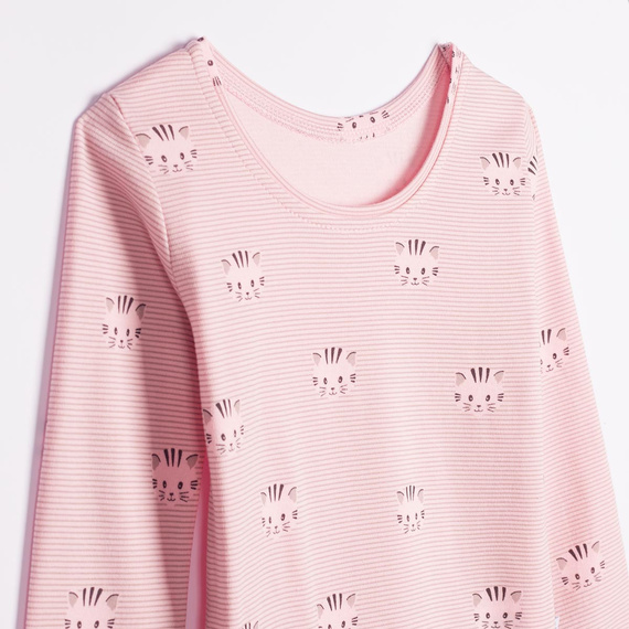 Mädchen-Pyjama Nicol Tosia 225036 aus Baumwolle, lang, rosa mit Katzenprint
