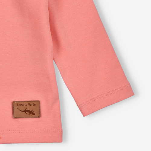 KAR-3001 Lagarto Verde Langarmbluse für Mädchen, lachsrosa – stilvoll, Baumwolle, polnische Produktion