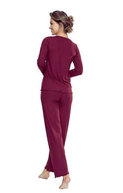 Rosaria Eldar First Lady Burgund – Damen-Pyjama aus Viskose, Set mit langer Hose