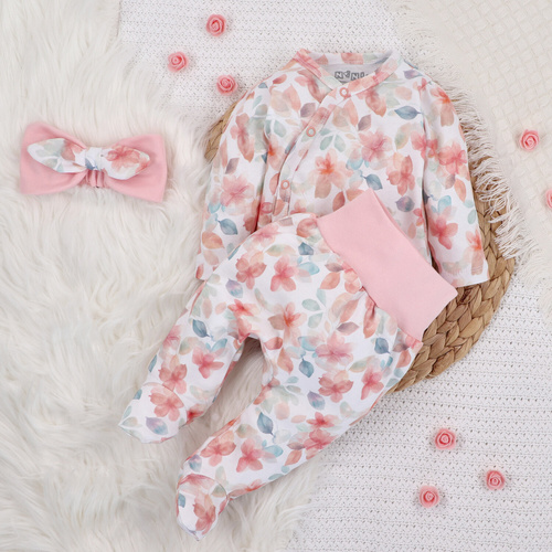 ABN-5411 Colourful Flowers Nini Langarm-Body mit Umschlag