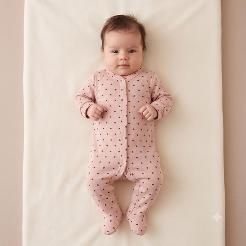 Nicol 226032 Baby-Strampler aus Baumwolle Beige mit Herzchen