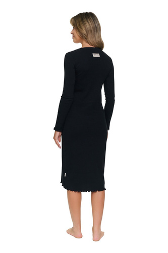 Nachthemd Doctor Nap 7531 Black zum Stillen, gerippte Baumwolle
