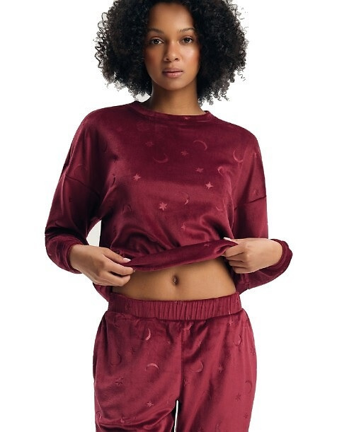 Damen-Pyjama Henderson 45439 Gilly Carmine 100% Baumwolle Langarm