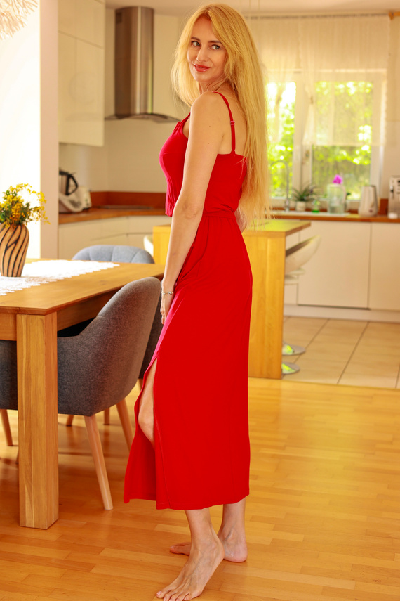 Grace Mirale – Langes Viskosekleid mit Schlitz | Polnische Produktion – rot