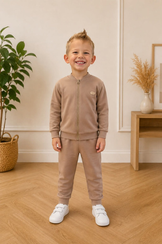 Kinder-Jogginganzug Leon Bambarillo Beige Baumwolle Mit Reißverschluss 95% Baumwolle