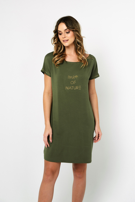 Natura Damen Nachthemd, kurzarm Italian Fashion - khaki