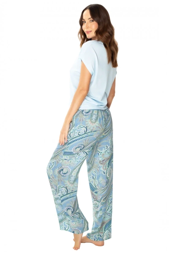 86634 Laguna Damen-Pyjama Möwe, blau bedruckt