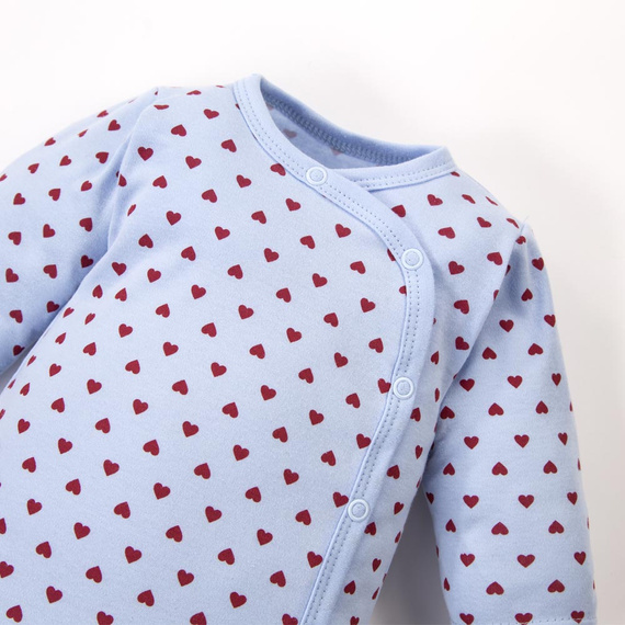 Babybody Love Eevi blau mit Herzen 100% Baumwolle komplett zum Öffnen