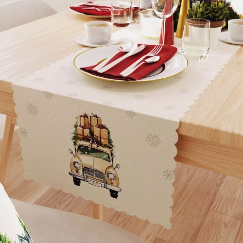 PBN283 Oldtimer-Weihnachtstischläufer Markise beige