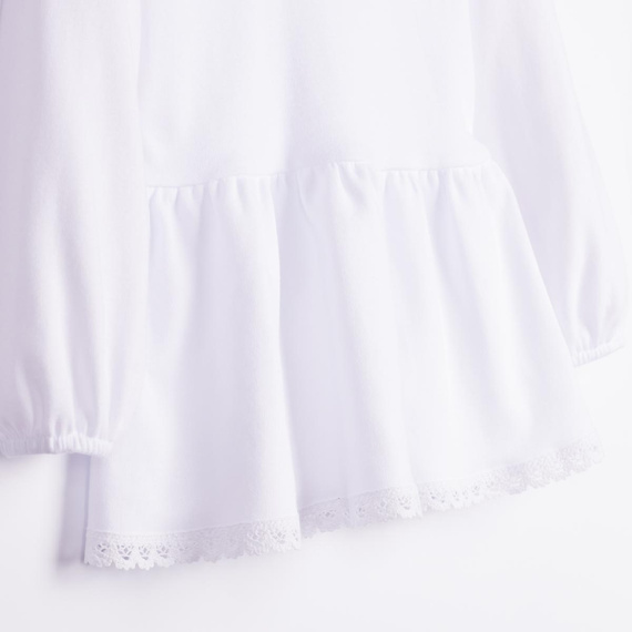 Mädchenbluse Nicol 163705 100% Baumwolle Weiß mit Volant und Spitze