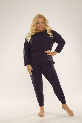 347 Paula Plus Size Damen Schlafanzug De Lafense - navy blau