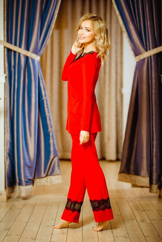 Kapas Damen-Pyjama-Set Kalimo - rot