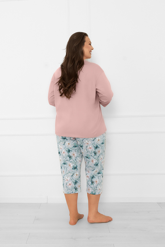 Damen Schlafanzug Perlis - 3/4 Ärmel und Hose, Baumwolle Italian Fashion  