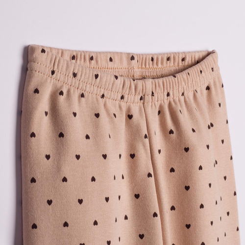 Nicol Hania 226036 Mädchen-Pyjama 100% Baumwolle Herzmuster Beige