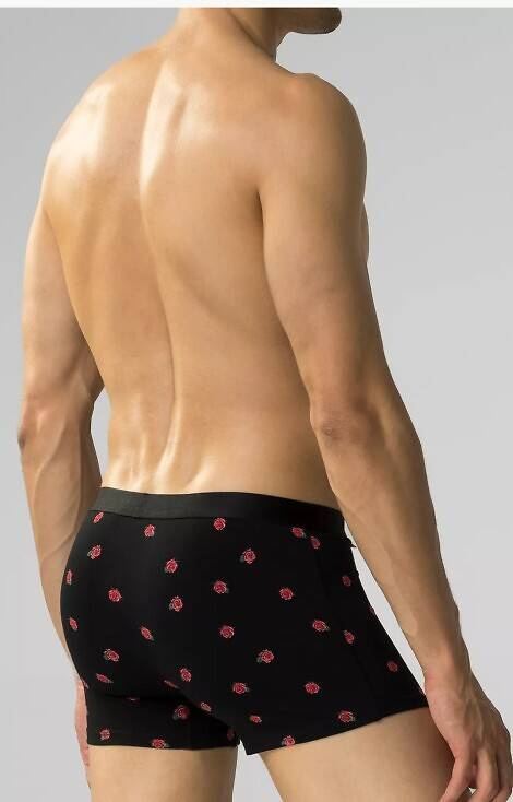 2GMH-026 Atlantic Herren-Boxershorts – Schwarz – Burgunderrot