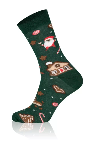 S136D Weihnachten Lange Socken Italienische Mode - grün/braun/rot