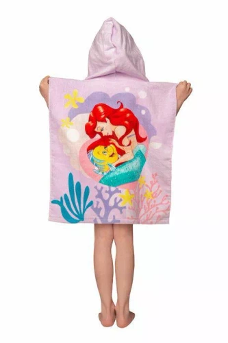 Kinderponcho Ariel Meerjungfrau rosa Kapuzenhandtuch Disney Jf24 Für Pool, Strand, Bad Jerry Fabrics