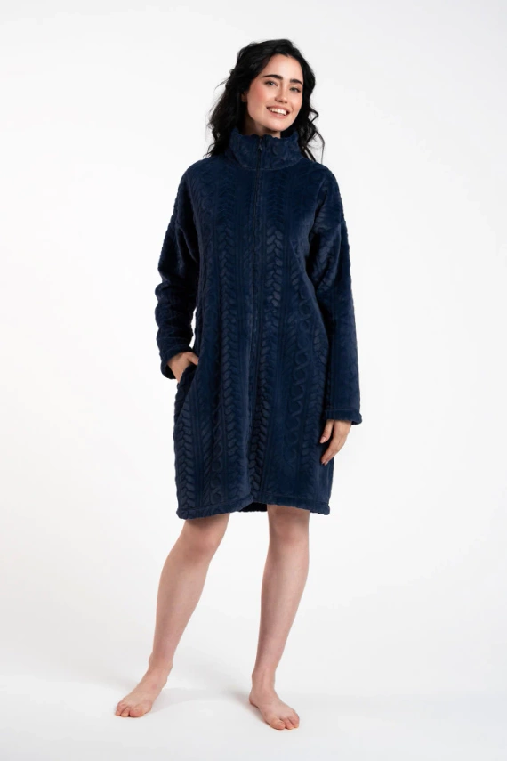 Rena Damen Bademantel Italian Fashion - navy blau