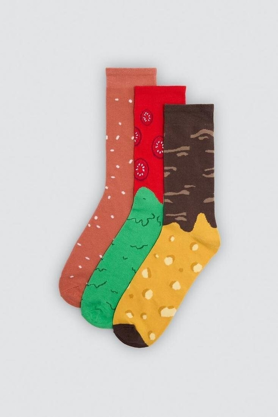 Ysabel Mora 17501 Sock Burger Unisex-Socken 3 Paar Baumwolle Geschenk