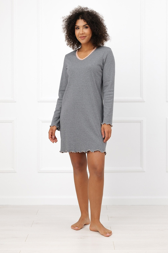 Nachthemd Italian Fashion Jaśmina 100% Baumwolle Spitze Rüsche