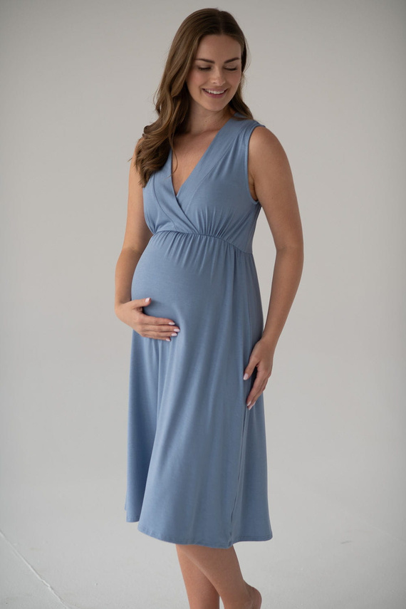 Star Light Umstands- und Stillnachthemd aus Milk&Love Bambus, blau