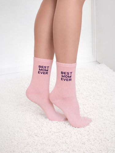 Damen Baumwollsocken Milena 0200-238 Mom Ever– gerippt bequem für Alltag salmon