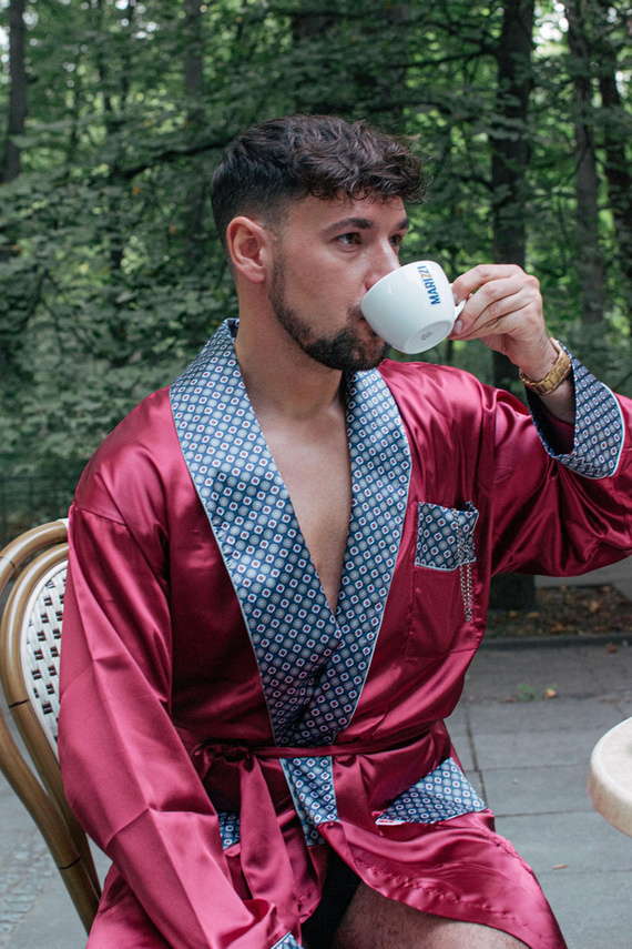 940 Forex Bademantel aus Satin für Männer - kastanienbraun