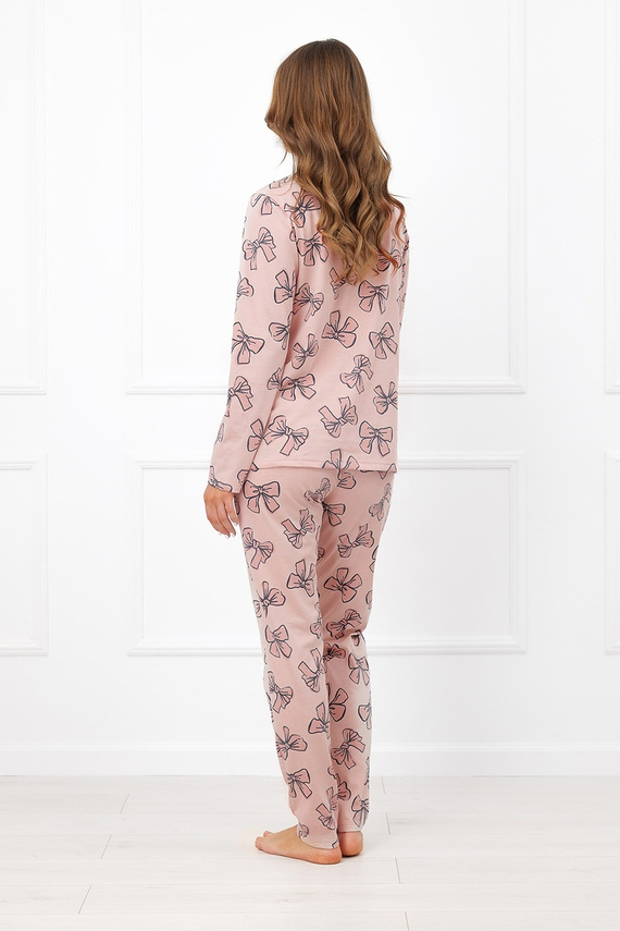 Italian Fashion Izabell Damen Baumwoll-Pyjama lang mit Knöpfen und Schleifen