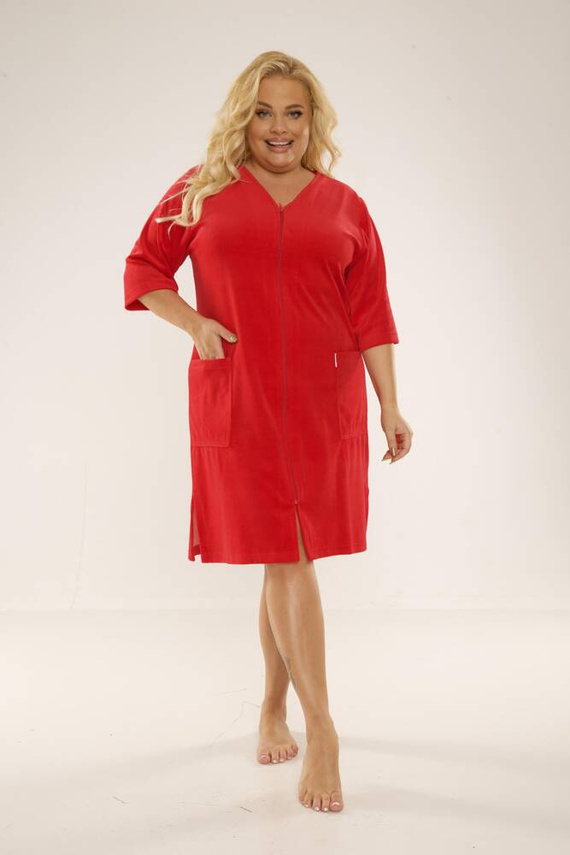 431 Velour Forex Damen Morgenmantel - rot