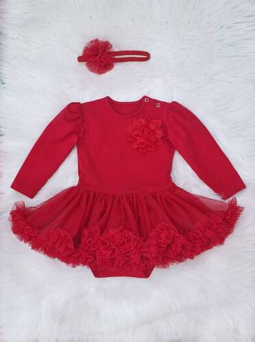Rossa II Body-Kleid Langarm Bambarillo rot