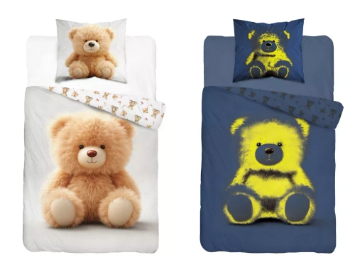 5416 Ein Teddybär. Baumwollbettwäsche, die im Dunkeln leuchtet. Detexpol