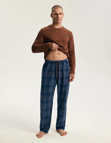 Henderson 45451 Imago Herren-Pyjama Braun 100% Baumwolle Premium-Flanell