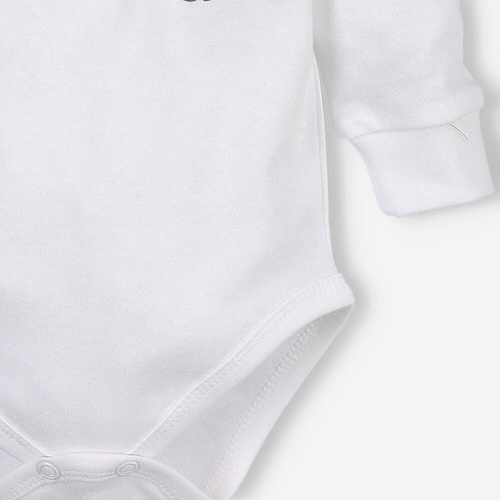 ABN-5292/ECR Happy Apples Nini Umschlag-Body aus ecrufarbener Bio-Baumwolle