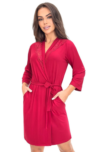 Damenbademantel Sonia Donna mit Spitze | Viskose | 7/8-Ärmel | Bindegürtel