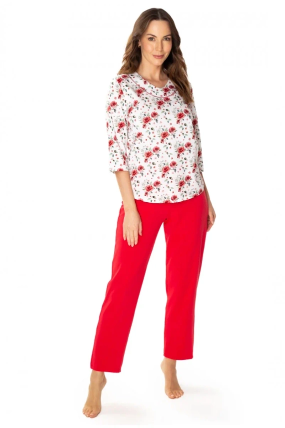 86676 Malina Floral Damen-Pyjama Möwe rosa